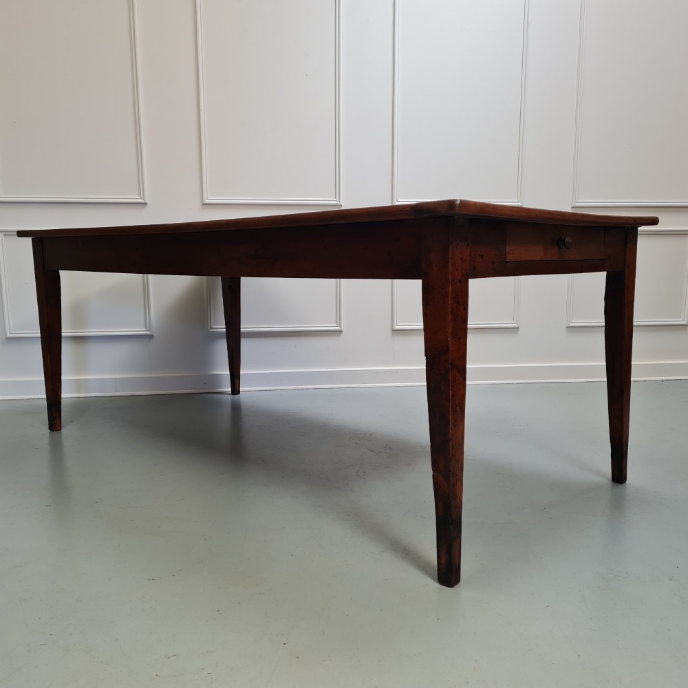 Wide Antique French Cherry Farmhouse Table c1840 View VI
