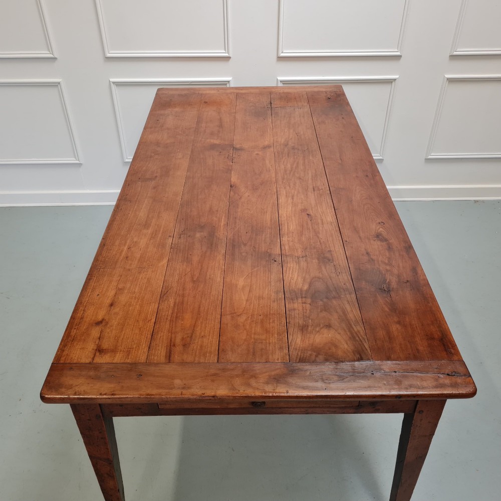 Wide Antique French Cherry Farmhouse Table c1840 View VII