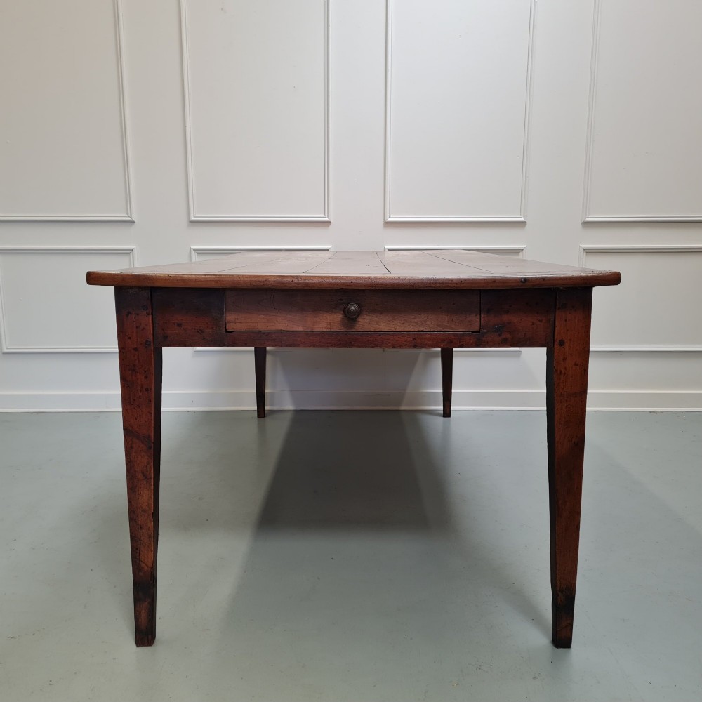 Wide Antique French Cherry Farmhouse Table c1840 View VIII