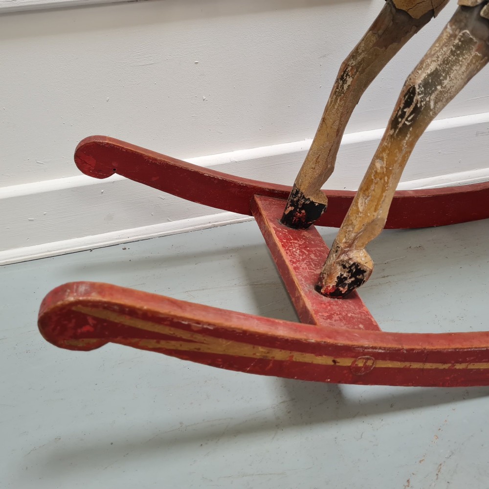 Small Antique French Decorative Rocking Horse C1900 View III
