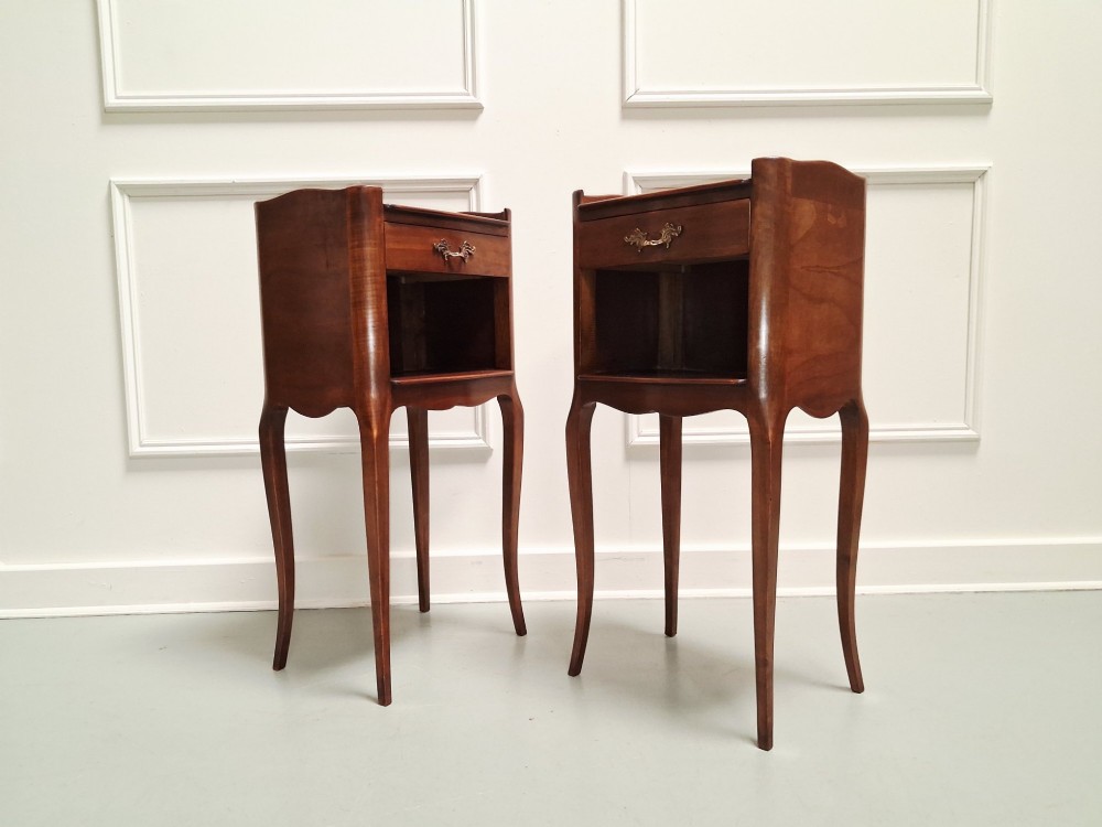 Lovely French Cherry Bedside Tables c1930 View VIII