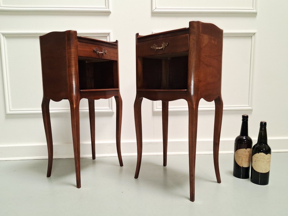 Lovely French Cherry Bedside Tables c1930 View IX