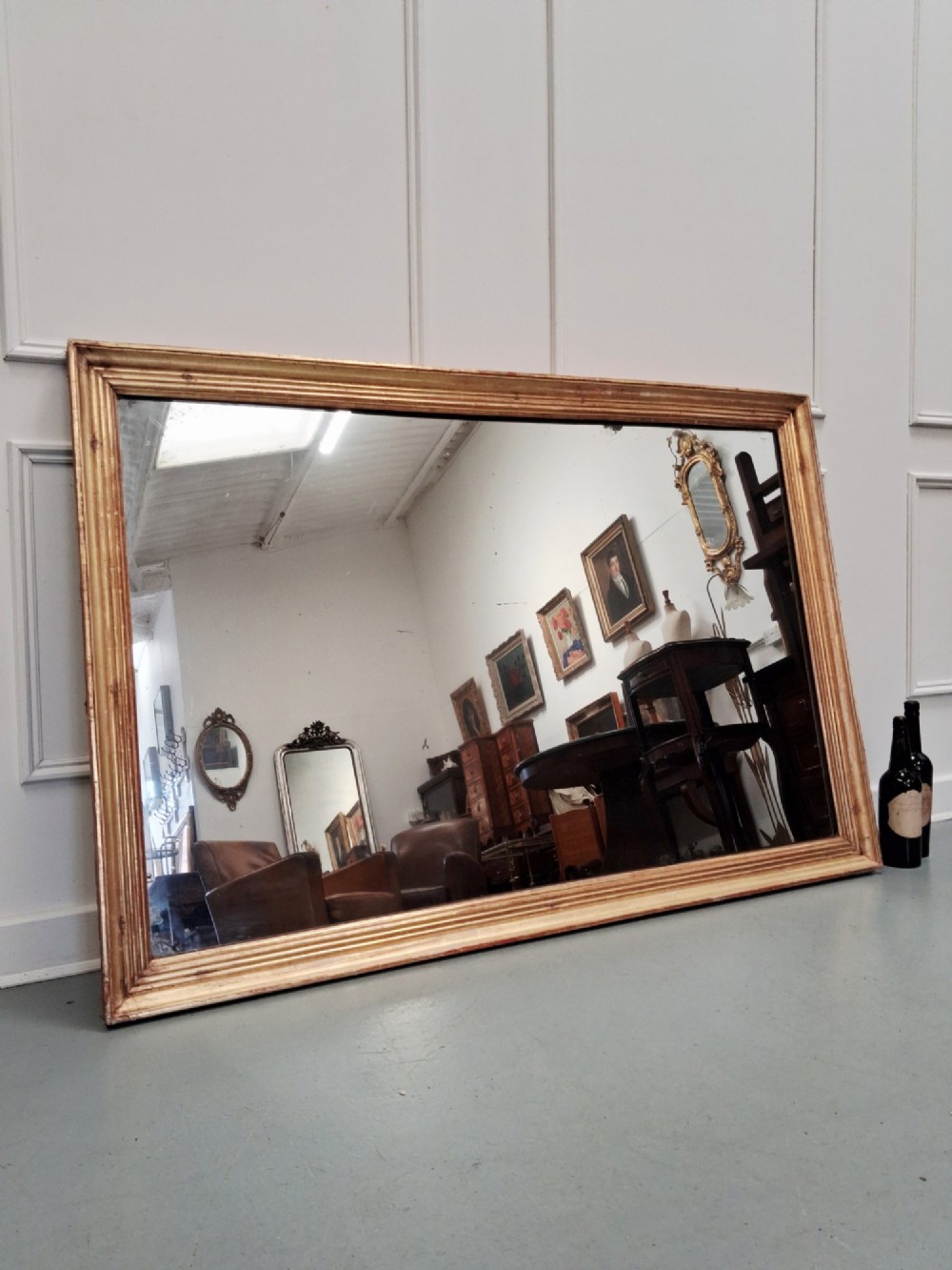 Large Antique Gilded Bistro Mirror C1830