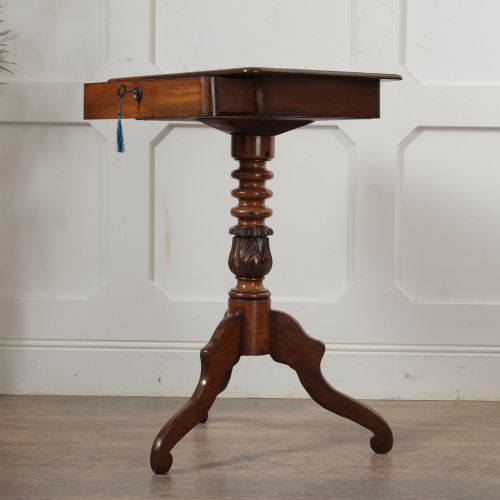 VICTORIAN BOBBIN TURNED PEDESTAL TABLE WITH DRAWER SEWING TABLE - ADDITIONAL PHOTO 8