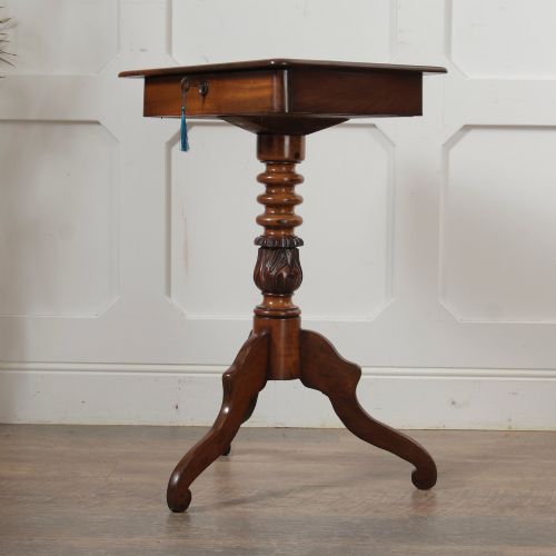 VICTORIAN BOBBIN TURNED PEDESTAL TABLE WITH DRAWER SEWING TABLE - ADDITIONAL PHOTO 9