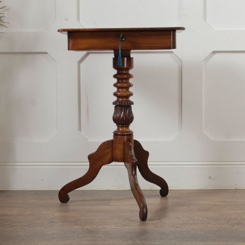VICTORIAN BOBBIN TURNED PEDESTAL TABLE WITH DRAWER SEWING TABLE - ADDITIONAL PHOTO 10
