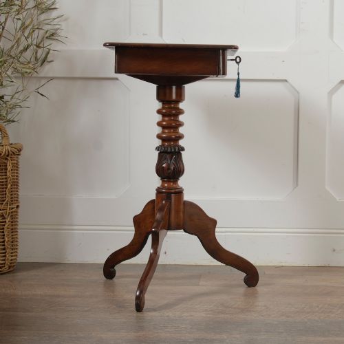 VICTORIAN BOBBIN TURNED PEDESTAL TABLE WITH DRAWER SEWING TABLE - ADDITIONAL PHOTO 13