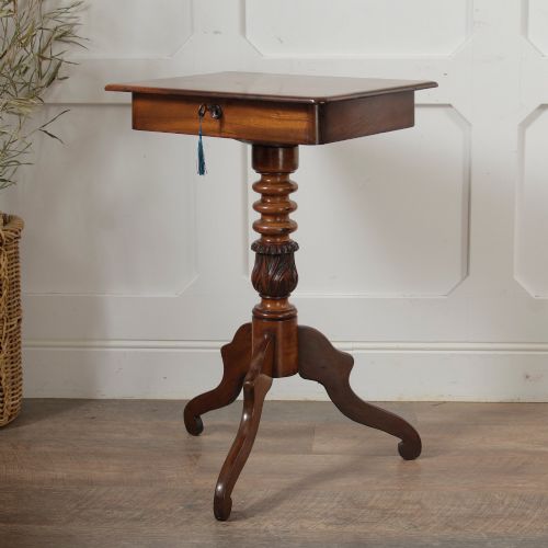 VICTORIAN BOBBIN TURNED PEDESTAL TABLE WITH DRAWER SEWING TABLE - ADDITIONAL PHOTO 14