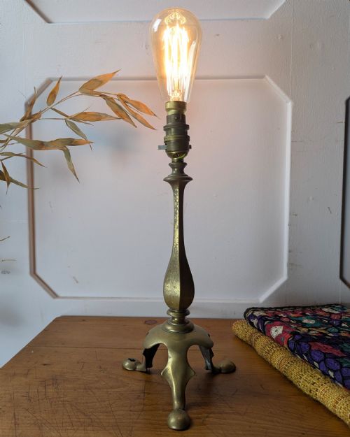 Glc Brass Table or Wall Lamp of Hexagonal Baluster Form