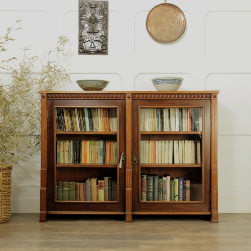 Early 20th-century Glazed Double Bookcase