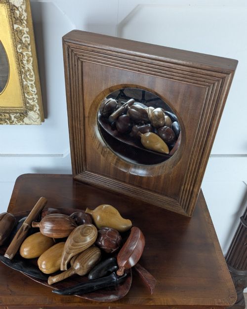 Antique Heavy Wooden Commode Seat Mirror