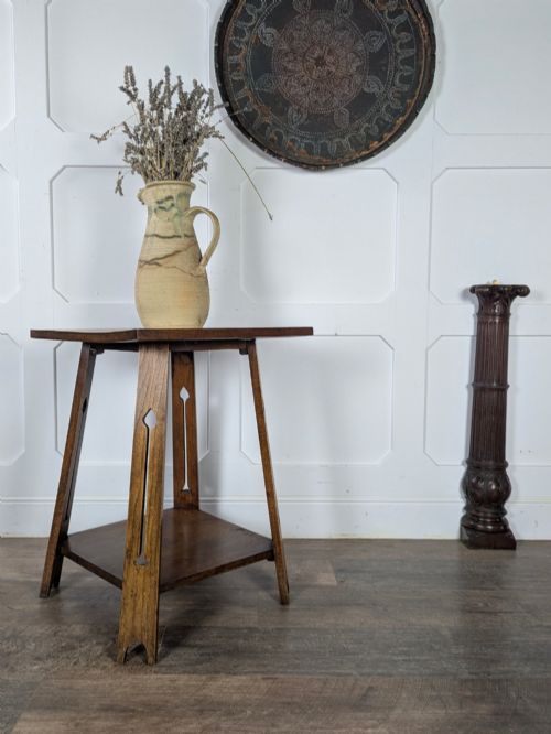 Early 20th Century Solid Oak Art Nouveau Side Table