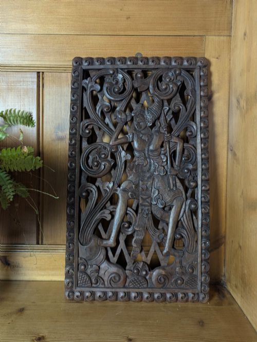 High-relief Carved Teak Balinese Panel