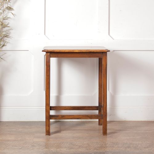 Vintage Oak Side Table With Chamfered Legs