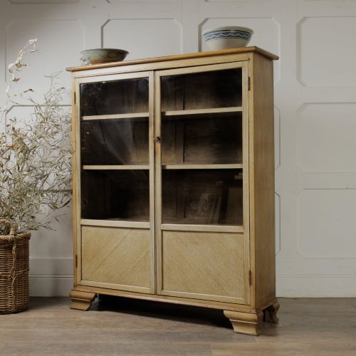 Early 20th-century Mellowed Oak Glazed Bookcase with Lower Storage Cupboard