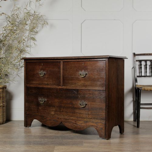 Early 20th-century Solid Oak Chest of Three Drawers