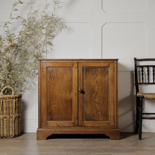 Early 20th-century Solid Oak Low Cupboard