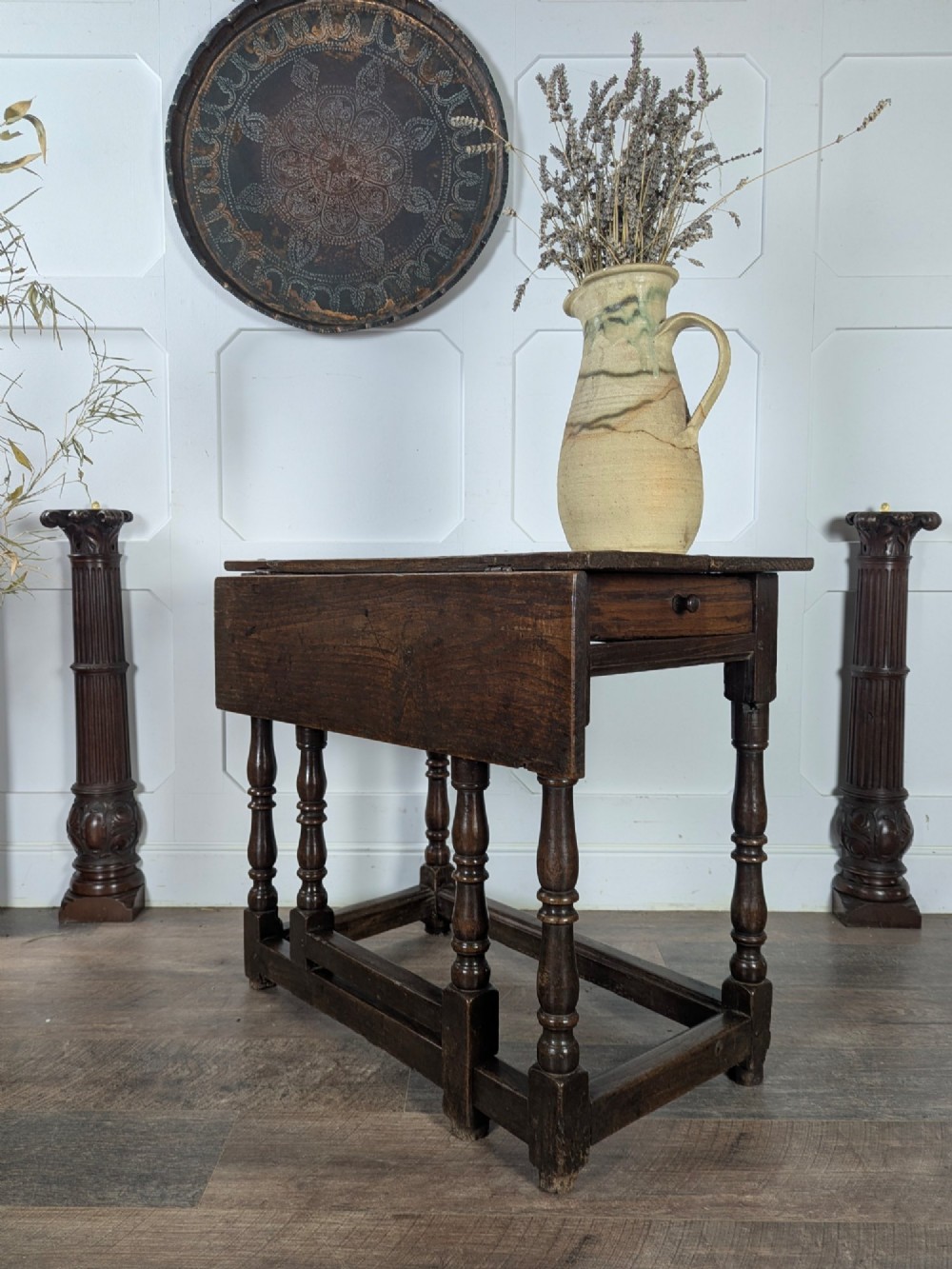 18th-Century Solid Oak Gate Leg Table
