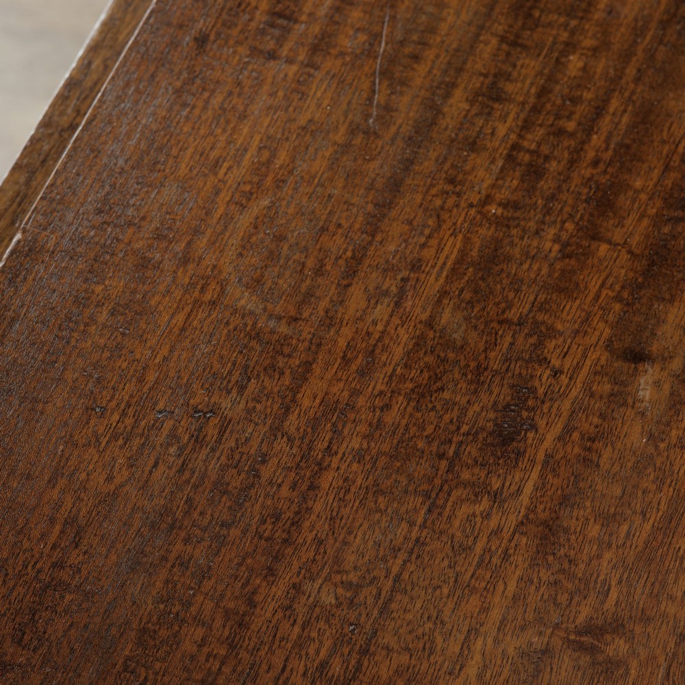 A Victorian mahogany drop-leaf table featuring a single hinged flap, turned legs, and small wheel castors. View X