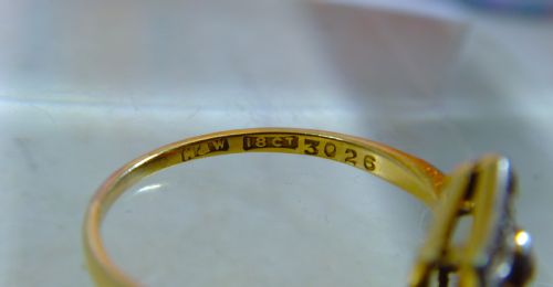 ANTIQUE ART DECO 18 CT YELLOW GOLD PLATINUM DIAMOND RING - ADDITIONAL PHOTO 7