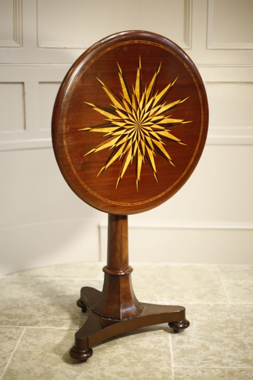 Early Victorian Mahogany Marquetry Star Side Table