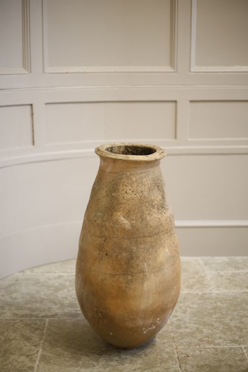 Early 20th Century Turkish Olive Pot- Tall Chevron Detail