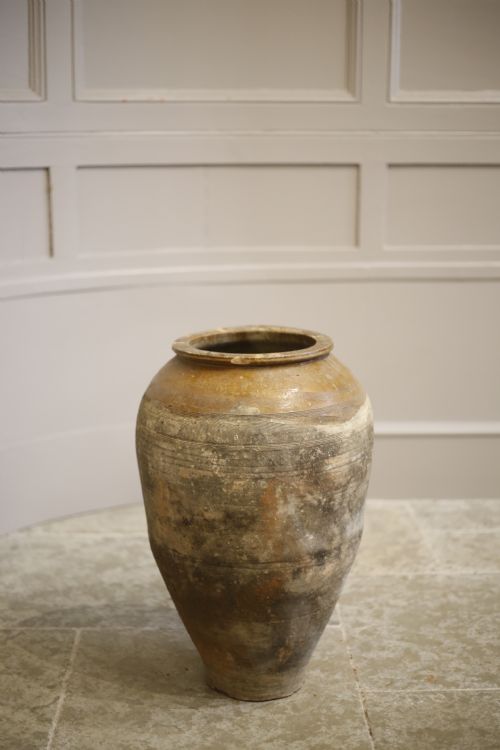 Early 20th Century Turkish Olive Pot- Yellow Glaze