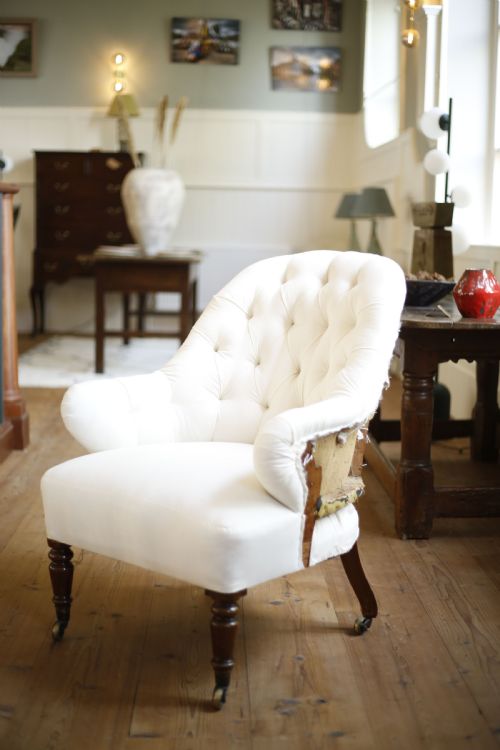 19th Century English Country House Buttoned Back Armchair