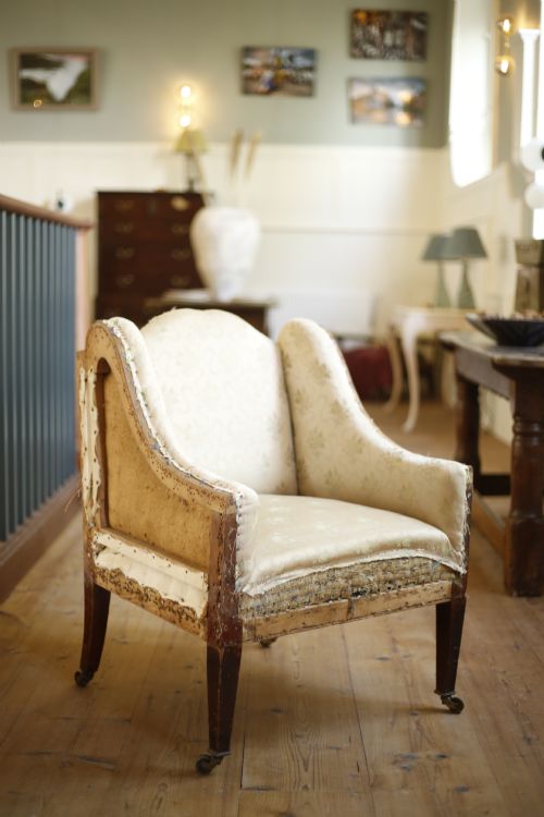 Edwardian Curved Sided English Armchair