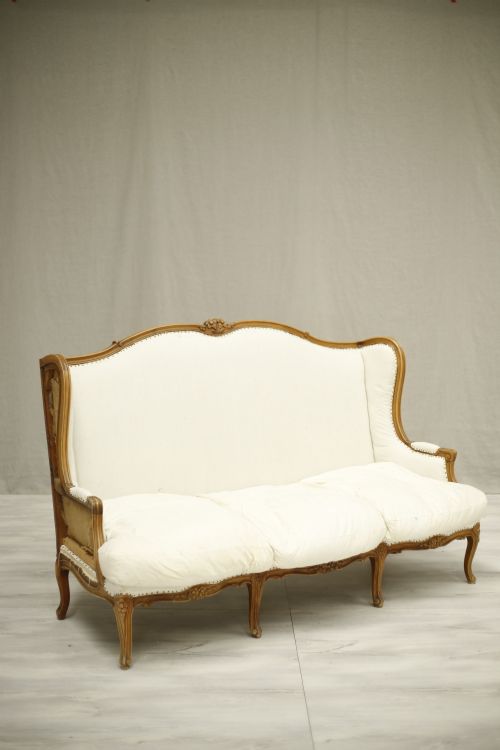 C.1900 Carved Frame French Wingback Sofa