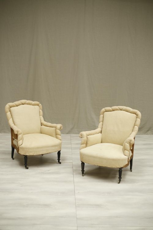 Pair of Napoleon III Pie Crust Armchairs