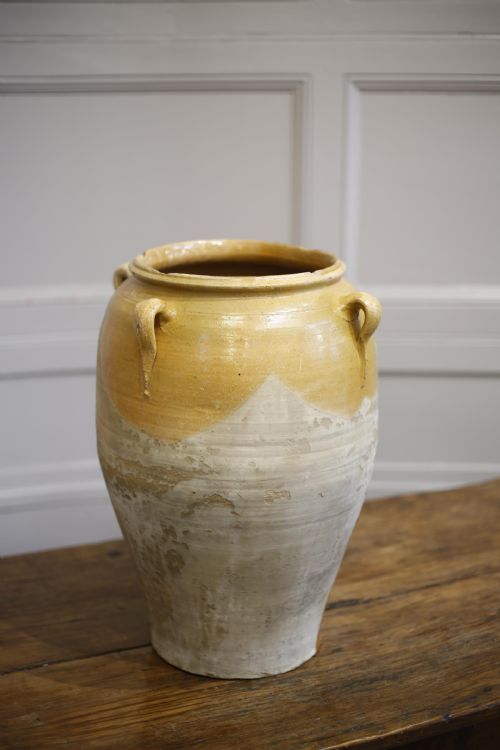 Large Early 20th Century Yellow Glazed Confit Pot