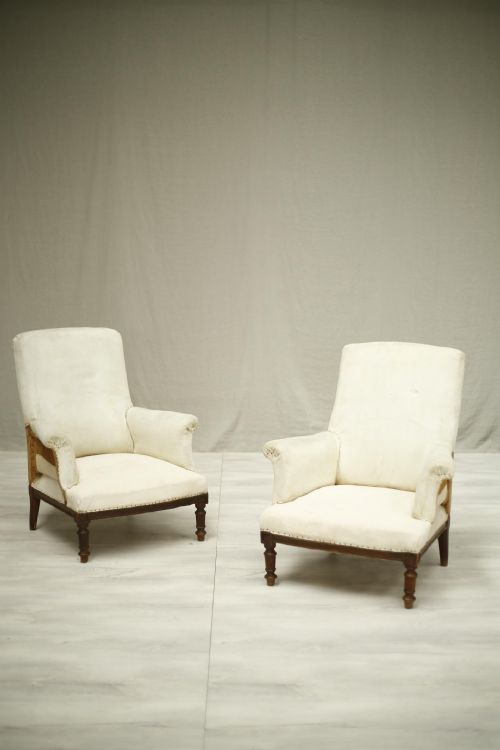 Pair of 19th Century Square Backed Armchairs