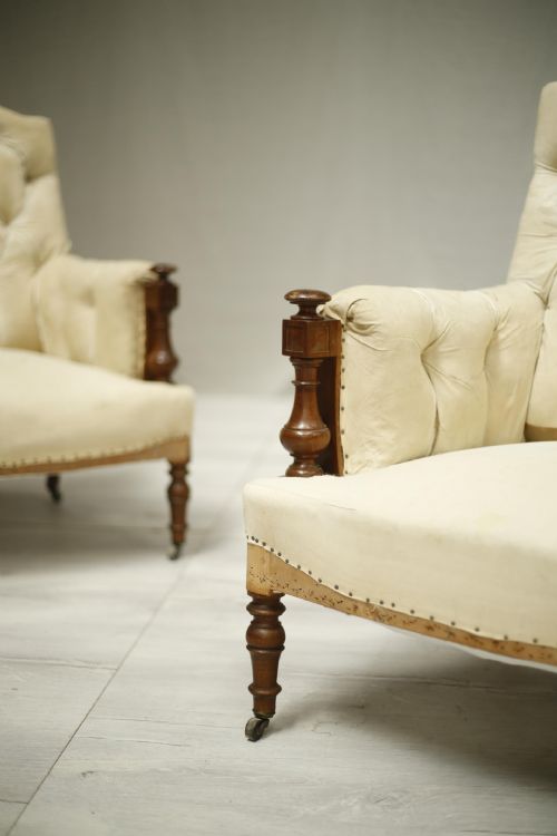fig 1. Pair of French armchairs with mahogany frames 