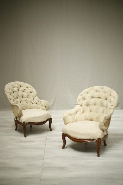 Pair of 19th Century French Iron Backed Armchairs