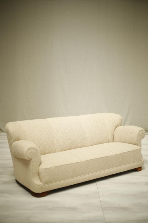 Large 1930'S Sofa Upholstered in Boucle