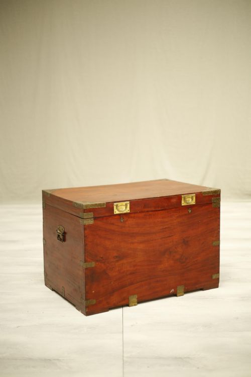 19th Century Anglo-indian Camphor Wood Campaign Trunk
