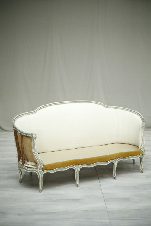 19th Century Antique French Sofa with Painted Frame
