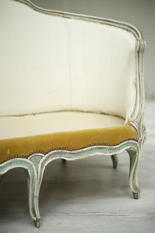 fig 1. 19th century antique French sofa with painted frame