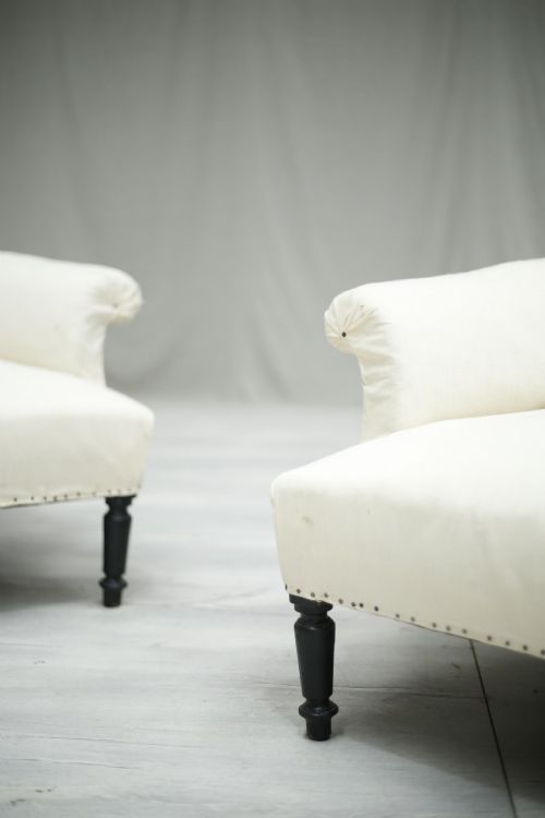 fig 1. Antique Napoleon III French Roll backed armchairs