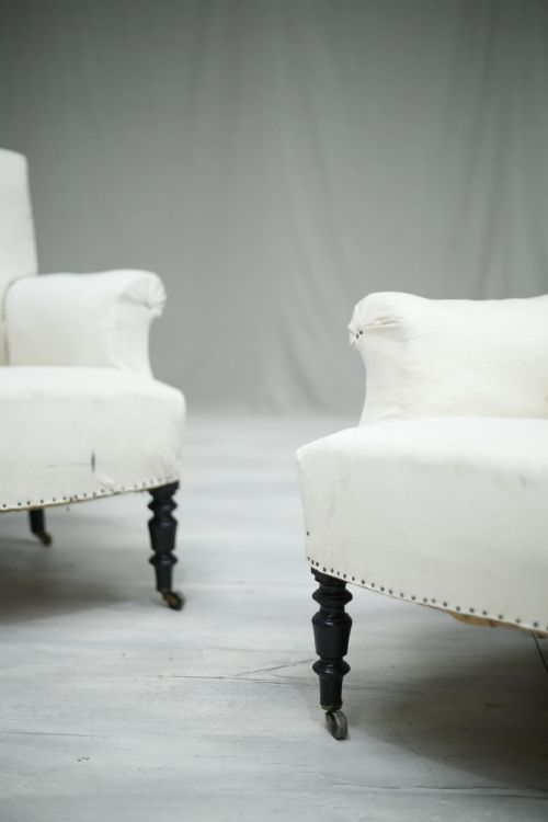 fig 1. Pair of Napoleon III French scroll back armchairs