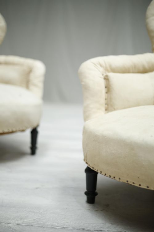 fig 1. Pair of Napoleon III French pie crust armchairs