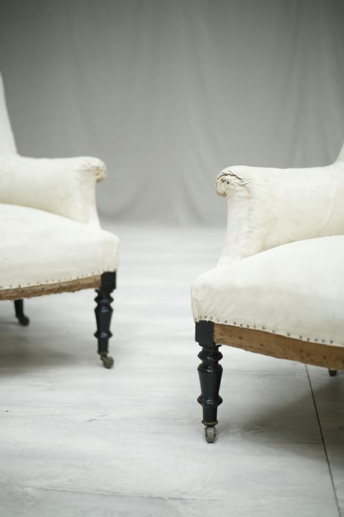 fig 1. Pair of Napoleon III French square backed armchairs