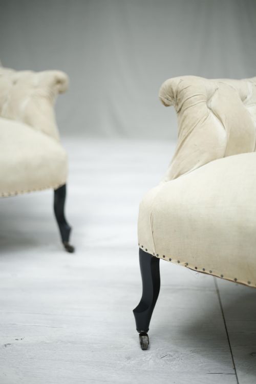 fig 1. Pair of Napoleon III French high buttoned back armchairs