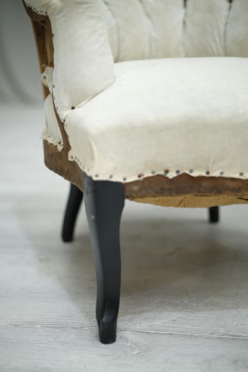 fig 1. Antique Napoleon III Buttoned back tub chair
