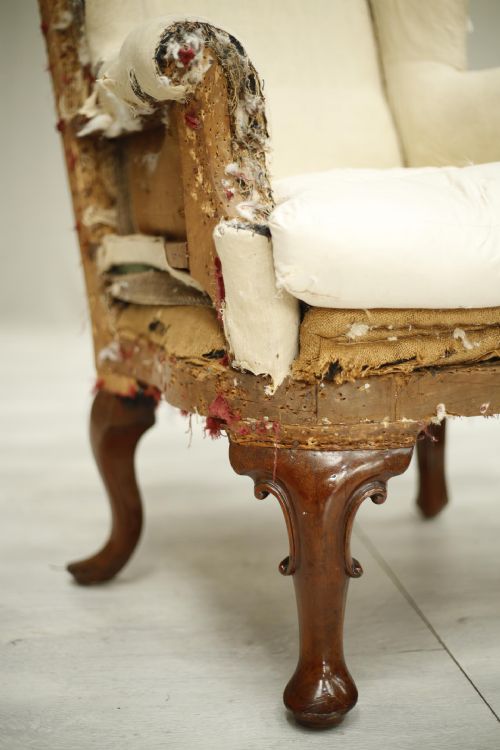 fig 1. Antique Victorian country house wingback armchair