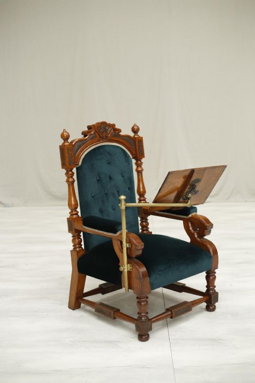 Victorian Oak Throne Chair with Reading Stand