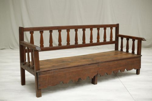 fig 1. 19th century Antique Spanish country bench