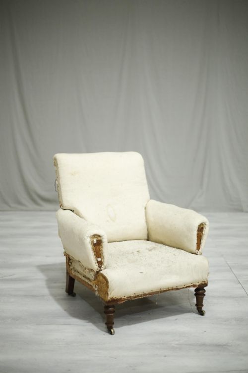 Antique Victorian Large Square Backed Armchair