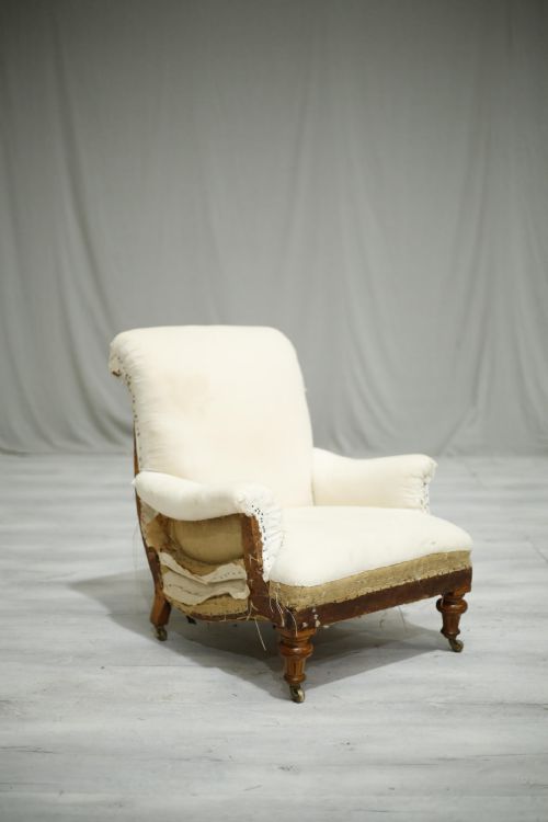 Curved Sided Antique Victorian Armchair